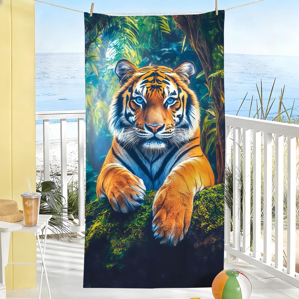 Modischer Druck Tiger Handtuch Trocknen Badehandtuch Anwendbar für Leichtes Schwimmen Camping Yoga Strand Aus