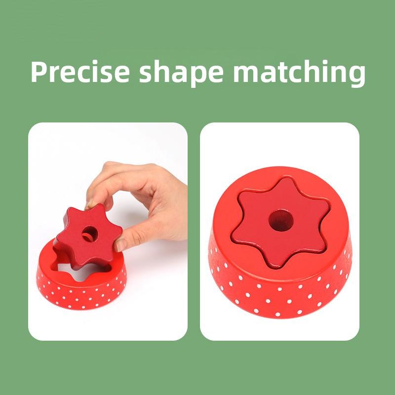 Montessori Wooden Toys for Baby Forest Bear Double Tower Stacking Games Toddlers Shape Color Cognition Fine Movement Puzzle Toy