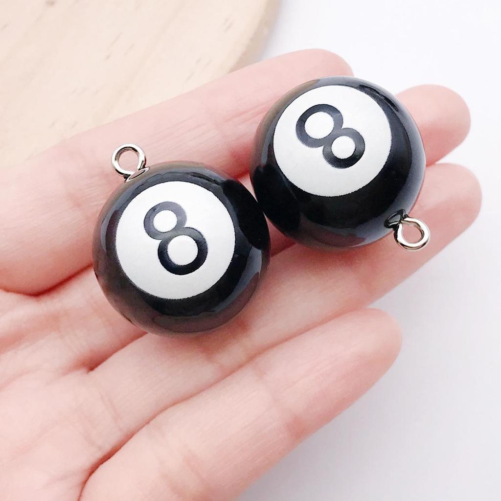 Acrylic Black 8-Ball Pendant Keychain for Bags & Clothing - Billiard Room Ornament & Gift