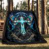 1pc Cross Ornament Throw Blanket Polyester Fiber, Lightweight Flannel, Soft & Warm, All Season Use for Outdoor, Camping Digital Print