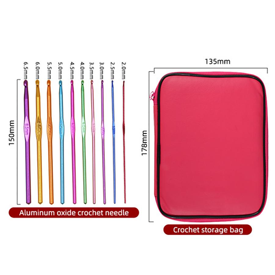 100PCS Needle Colored Aluminum 22 Piece Metal Crochet Hook 100 Piece Set, Yarn Crochet Bag