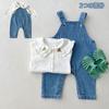 Baby Clothes for Girls Overalls Shirt Rompers Coveralls Clothes Blouse Cute Korean Style Denim Cotton Kindergarten School Blue Floral Pattern 90