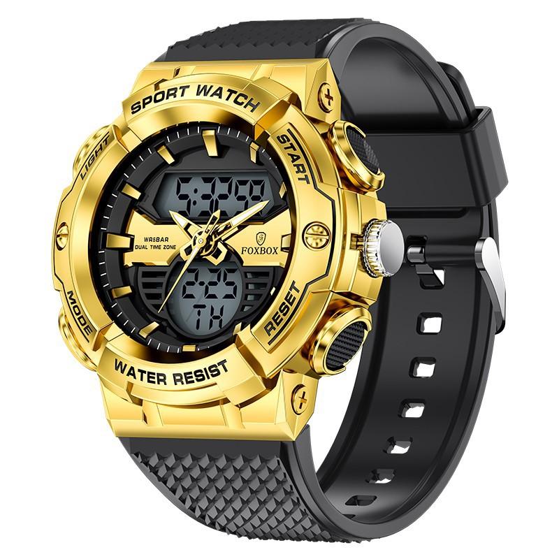 FOXBOX 0046 Fashion Custom Logo Men Digital Watch Latest Silicone Strap Water Resistant Double Display in Stock Casual Watch