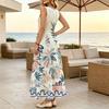 Sleeveless Fresh Floral A-Line Maxi Dress Soft Flowy Fabric,Elegant for Daily Casual & Vacation