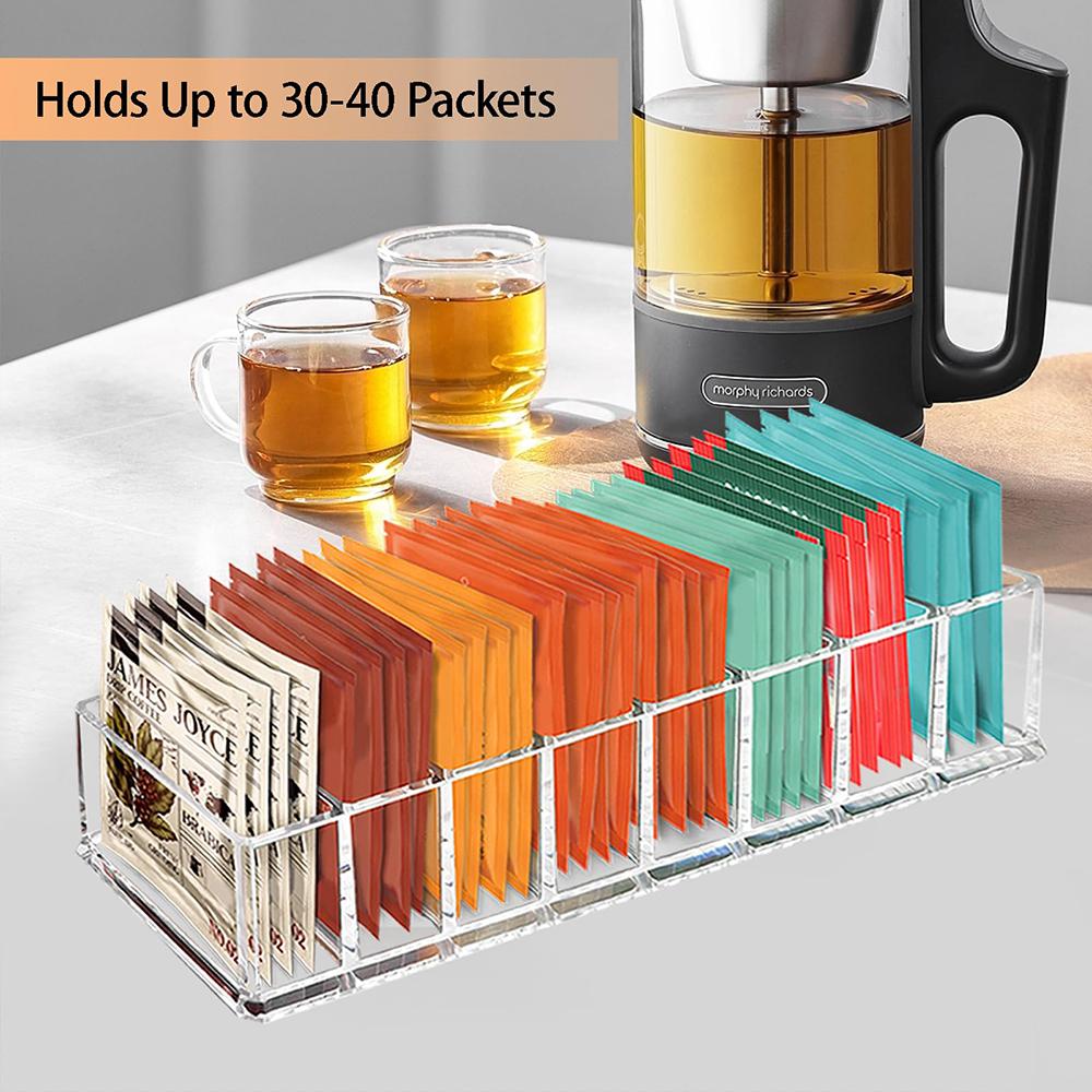 Acrylic Tea Bag Storage Box Coffee and Tea Bag Storage Box Office Desktop StorageBox Tea Sugar Storage Supplie Kitchen Organizer