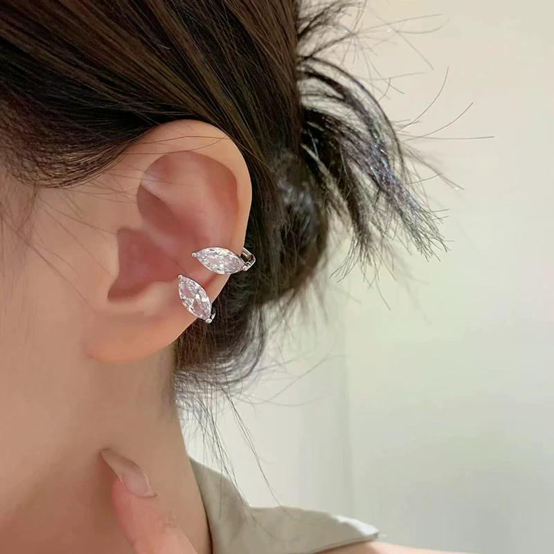 Funkelnder Zirkon Ohrknochen-Clip für Damen ohne Piercing Quaste Ohrklemme Clip-Ohrringe Hochzeitsschmuck