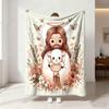 230g Flannel Fleece Blanket Christmas Cartoon Jesus Christmas Pattern Soft Warm Cozy Winter Blanket