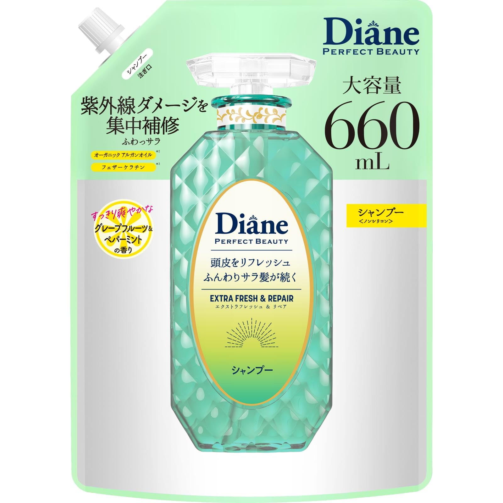 

Шампунь Diane с ароматом грейпфрута и мяты Perfect Beauty Extra Fresh Repair 660 мл [Большая емкость] & &