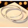 Sterling Silver Three-Sided Floral Carved Hoop Earrings - Women's Exaggerated Fashionable Round Ornaments