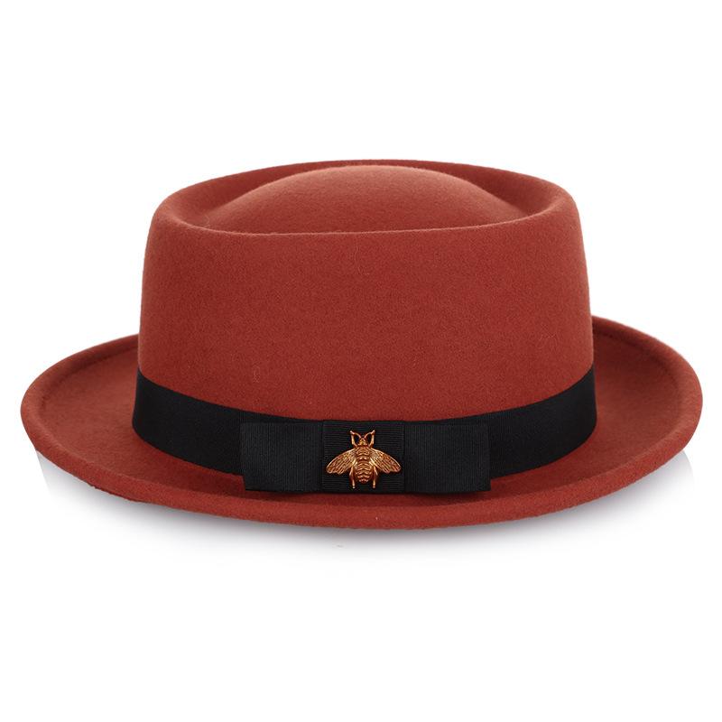 Hat Autumn and Winter Women Pure Wool Jazz Hat Fashion Bee Accessories Traditional Craft Felt Hat