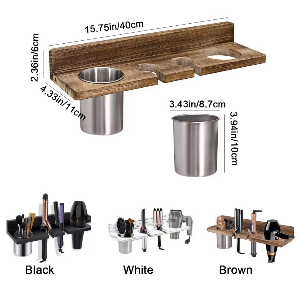 Space Saving Hair Dryer Holder Wall-Mounted Curling Iron Shelf Toilet Blower Holder for Home