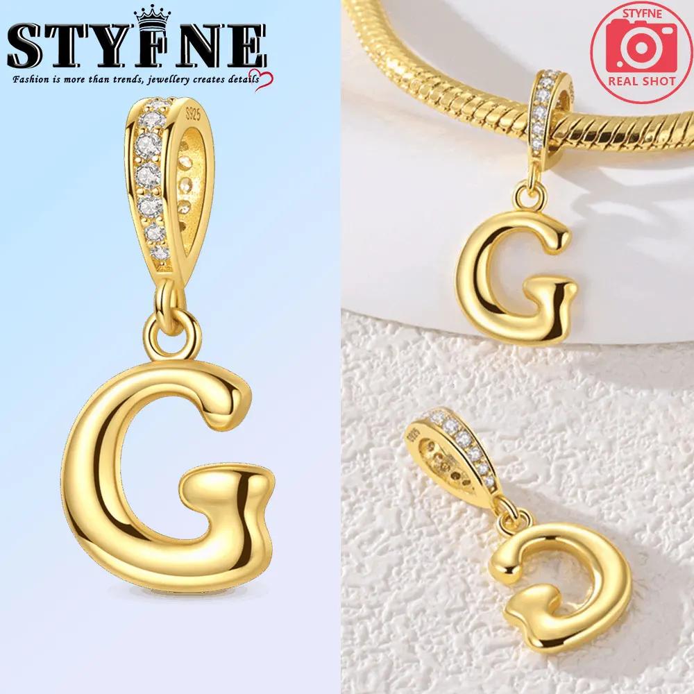 Fit Original Bangle Bracelet Diy A-Z Alphabet Charms Bead Copper Zircon Love Letter Dangle Pendant Jewelry Gift