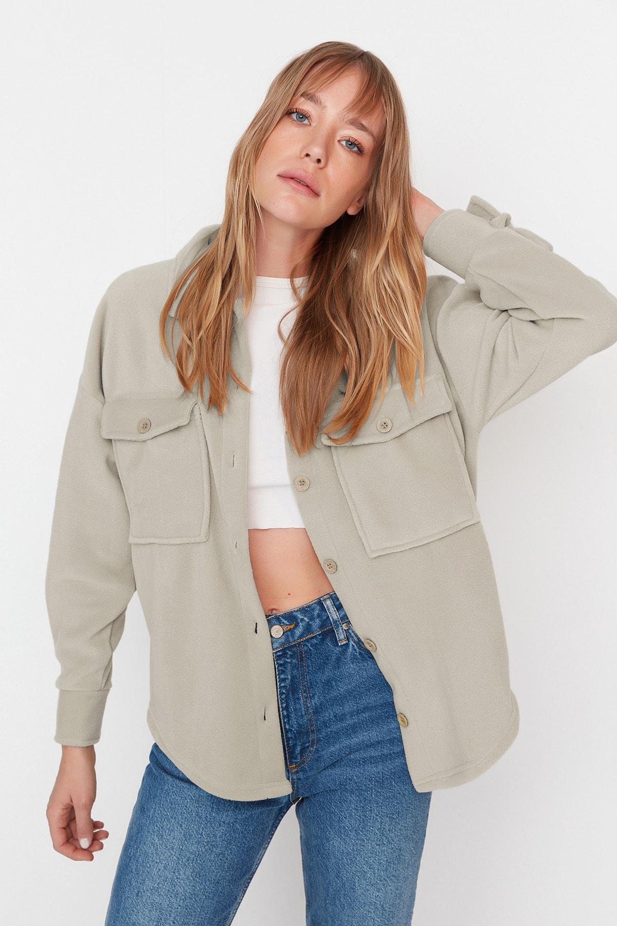

Women s Fashion New Jacket Beige Fleece Thick Oversize Knitted Jacket L бежевий