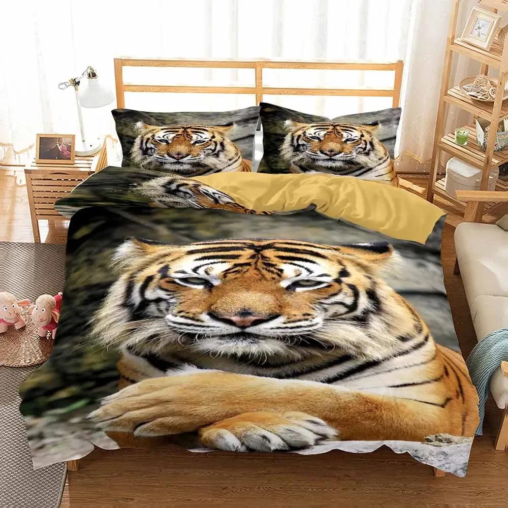 Comforter Tiger Bedding Set Bedclothes Printed 3D Animals S Double Bed Super King Queen Single Adult Size S Hot