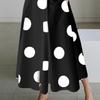 Boho Polka Dots Print Womens Wrap Shirt Dress Long Sleeve Maxi V Neck Swing Dress Lapel Collar Long Dress