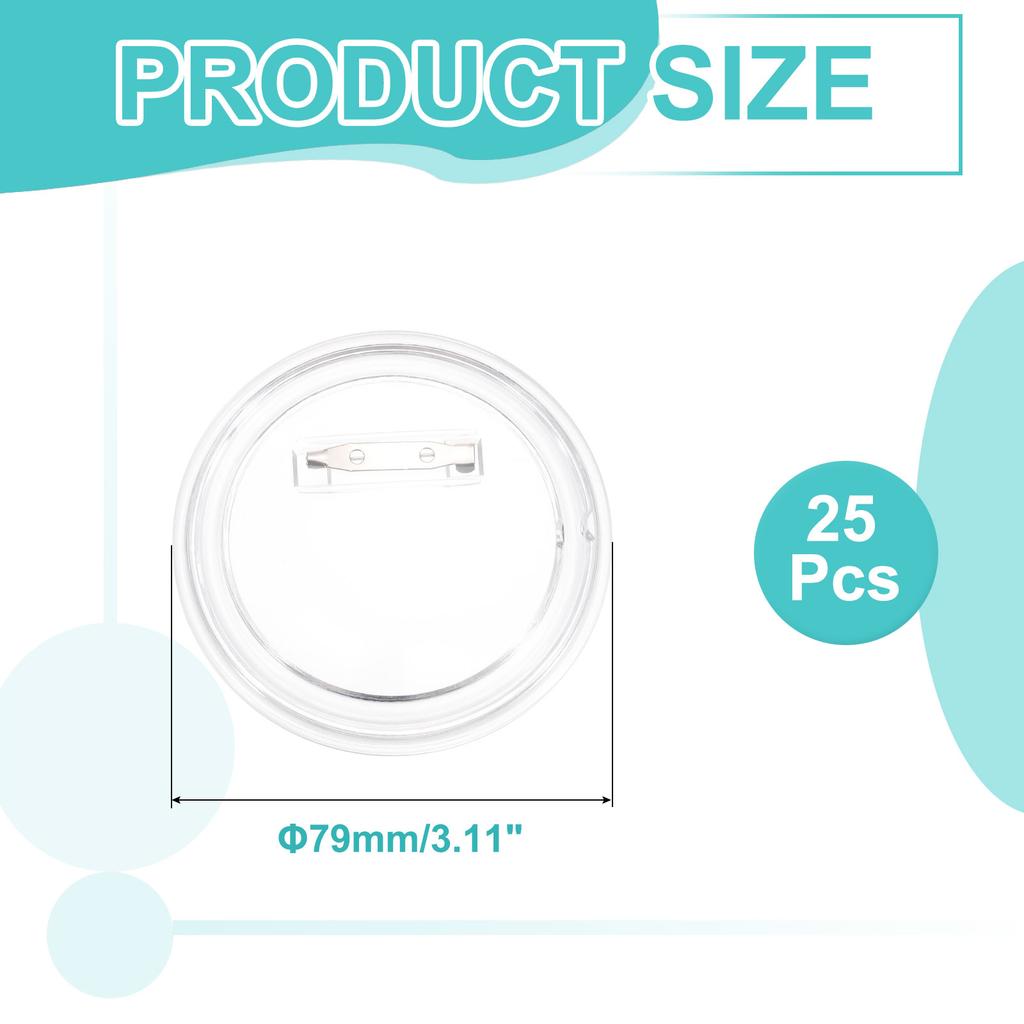 12/25/50Pcs Blank Buttons Pin Button Maker Badges 25/37/38/44/58/79MM Sewing Acrylic Clear for DIY Crafts Photo Pin on Hats Bags
