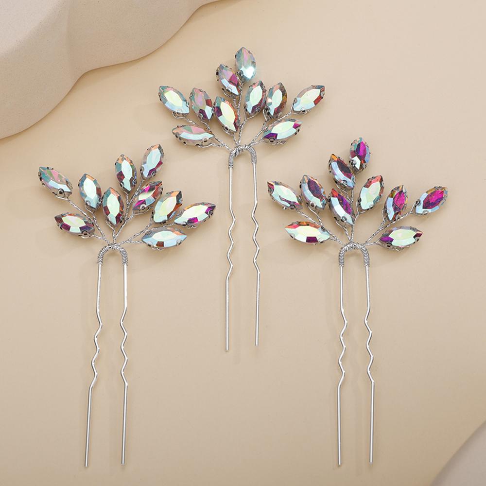 13Colors Fashion Rhinestone Bridal Hairpins 3PCS Headpiece for Wedding Hair Accessories Handmade Vintage Party Tiaras Headdress