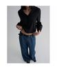 Eyelet Sailor Round Collar Blouse Black