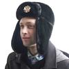 Warm Winter Military Style Earflap Hat Men Women With Embroidered Soviet Emblem Faux Fur Lined Outdoor Cap