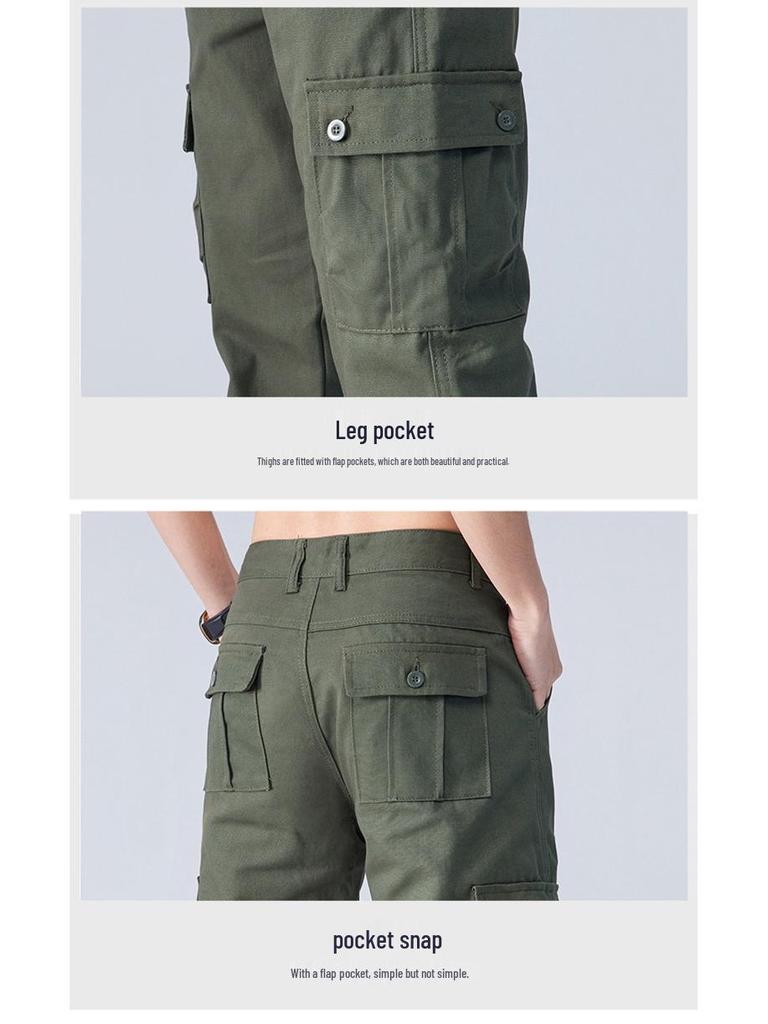 Men's Multi-Pocket Cargo Pants - Loose Fit, Straight Leg, Wear-Resistant, Ideal for Outdoor Sports and Work.