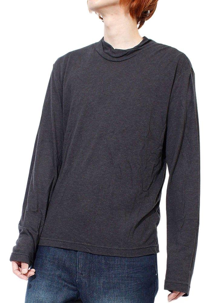

One Colors elseven Men s Long Sleeve Mock Neck Angora Wool T-Shirt, Solid Color, High Neck, Made in Japan, Size M, Black