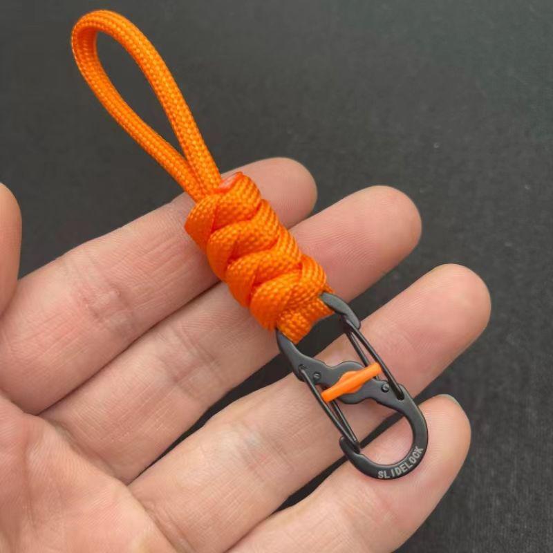 10cm Anti-Theft Paracord Keyring with Locking Figure-8 Buckle, Portable Outdoor Lanyard Hook.