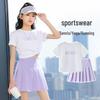 Moonkids Girls' Quick-Dry Pleated Skirt Sports Set