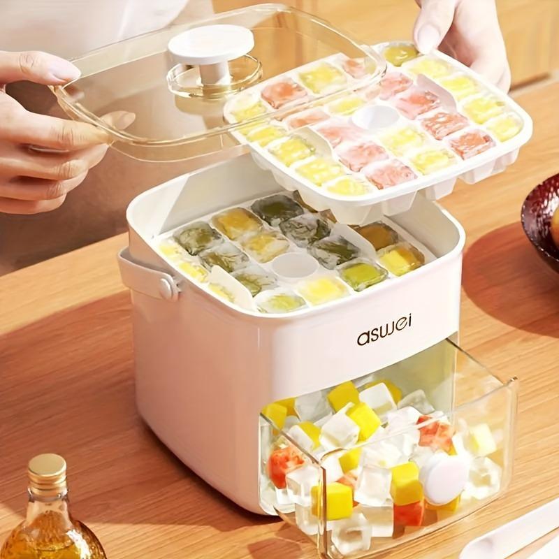 Extra Large Ice Cube Tray - 24 Ice Maker with Safety Lock Cap, Silicone Mold for Freezer and Cocktail Making