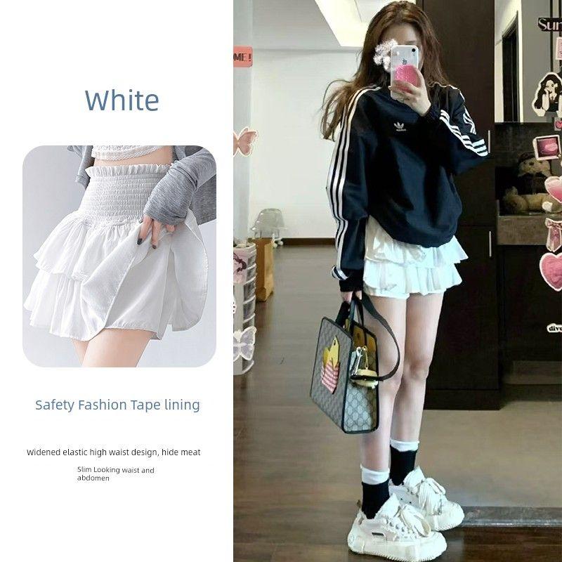 

White Puff Short Skirt Women s Summer 2025 New Arrival Sweet Ballet Cake Dress High Waist Slim Looking A- line Pantskirt White S