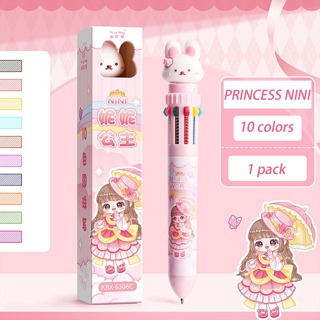 Cartoon 10 Color Ballpoint Pens Efficient and Kid-friendly Design with Comfortable Grip Suitable for School Home Office