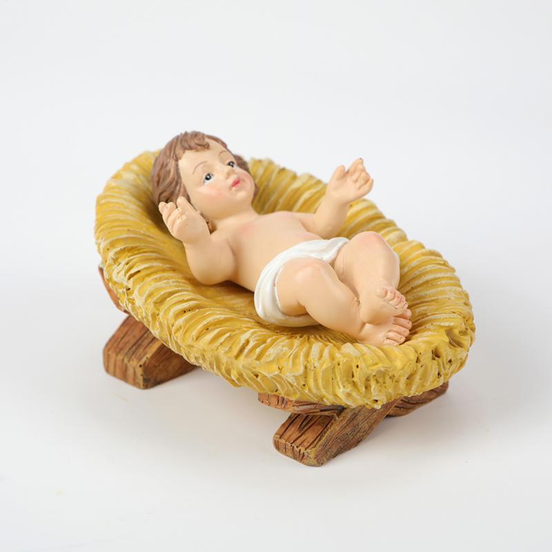 Baby Jesus in Manger Figurine Resin Nativity Sculpture Baby Jesus Christ in Manger Figurines Church Nativity Scene Craft Decor