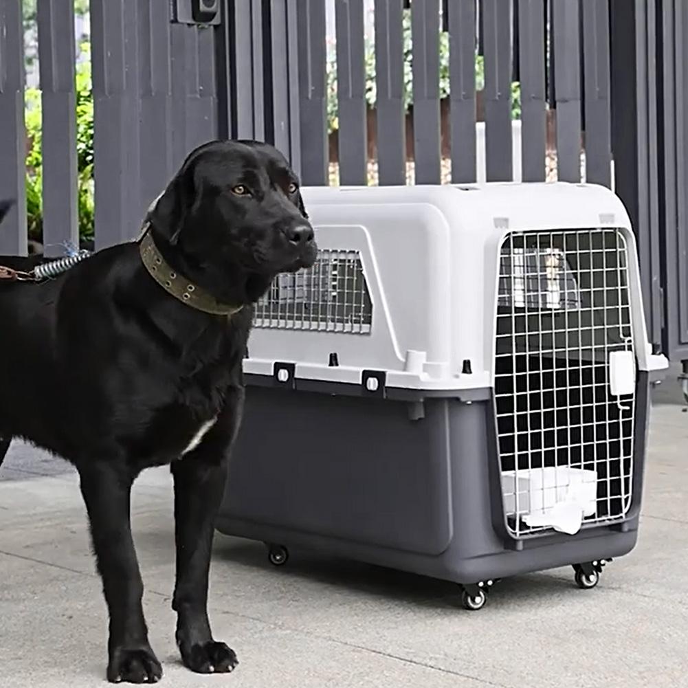 33 Inches Dog Carrier Crates Airline-Friendly Home Travel Durable Plastic Pet Carrier Portable Dog Cage for Large Pets Air Box