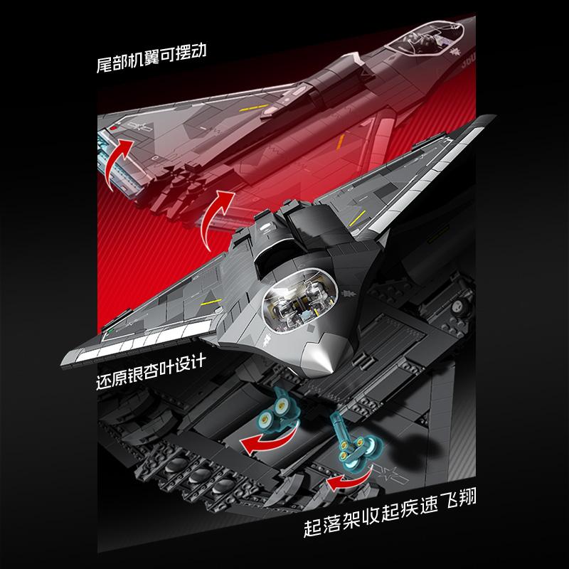 J-36 Carrier DIY Based Fighter Jet Assemblage Building Blocks MOC Military Series Aircraft Plane Model Bricks Boys Toys Gifts