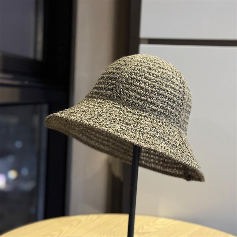 

Korean-style new foldable wide-brimmed letter straw hat for women, beach vacation style, sun protection, straw woven fisherman hat Adult54-60Adjustable коричневий