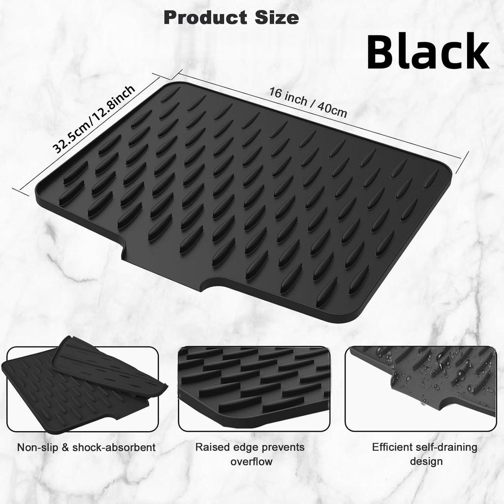 Non-Slip Heat-Resistant Silicone Kitchen Drain Mat & Countertop Protector