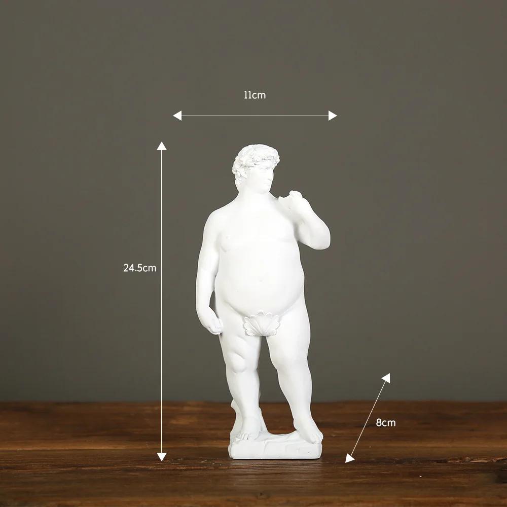 Creative Fat David Portrait Sculpture Resin Craft Human Body Abstract Statue Home Decor Desktop Ornaments Garden Art Decoration