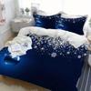 3pcs Blue Beding Set Snowflake Printed Cozy Soft Duvet Cover King Quen Twin Sized Dimensions Birthday Gift Christmas Gift Bedrom Decor