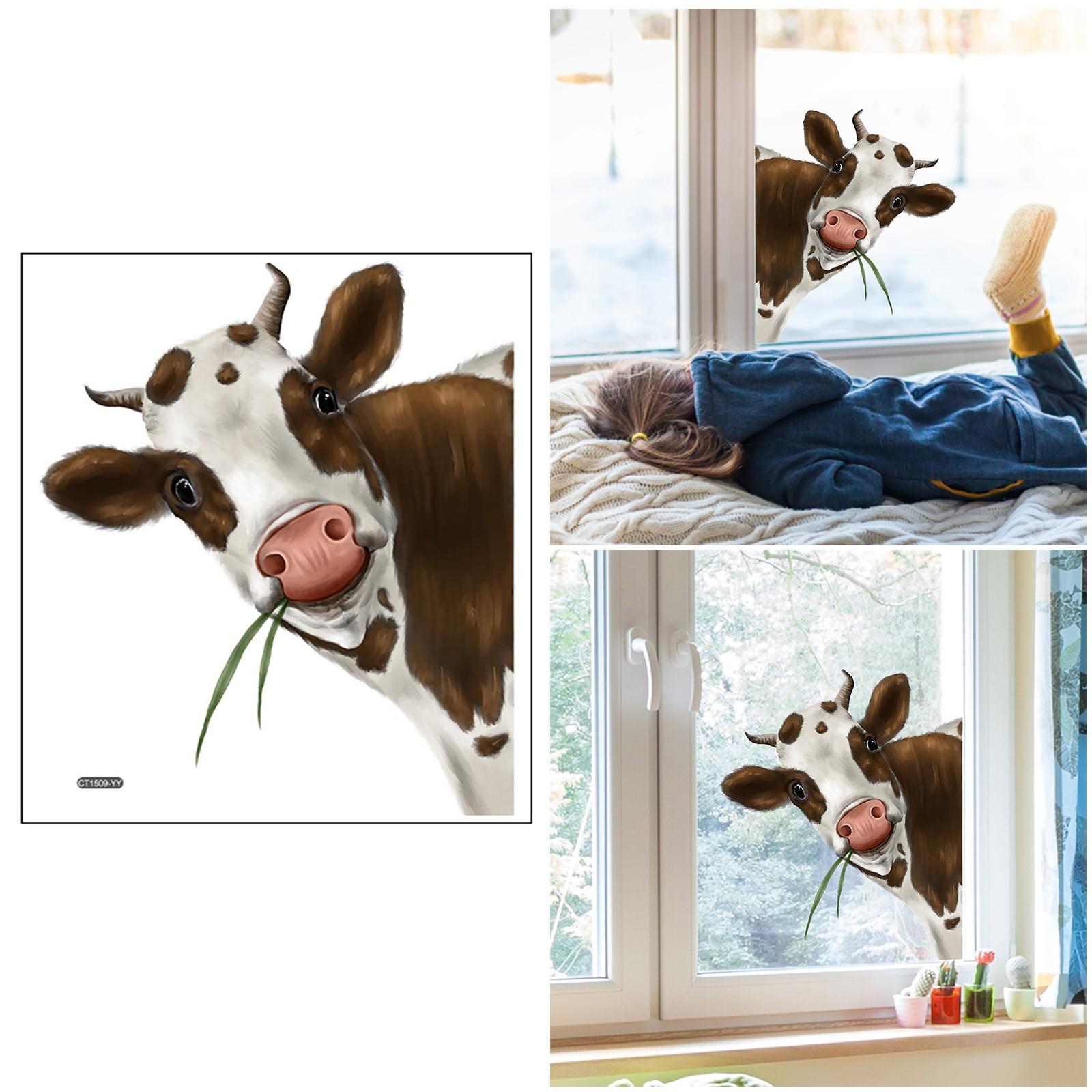

Animal Wall Sticker Cute Cartoon Cow Sticker Creative Hole Car Window Animals Indoor Home Decoration New 2025 Room Wallpaper One Size чистый