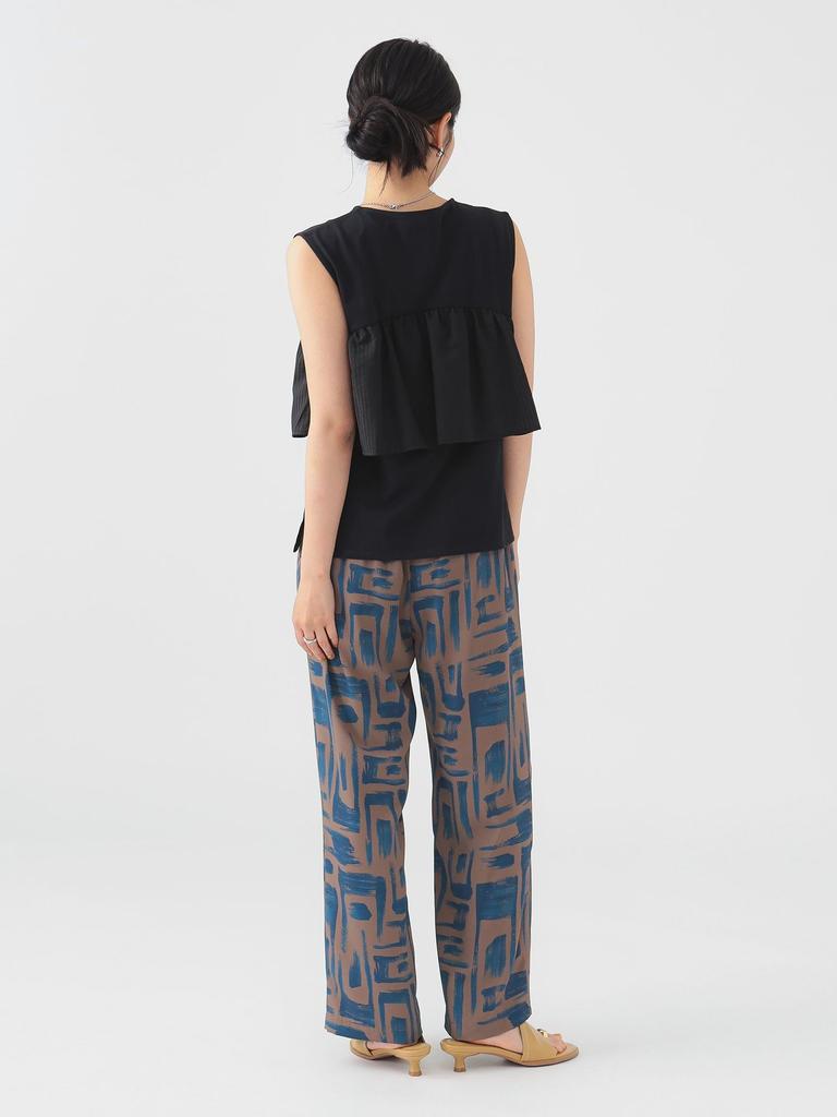 LIFE STORE by BEAMS TEE Mixed Material Ruffle Top Black Free BMING S/S Women's