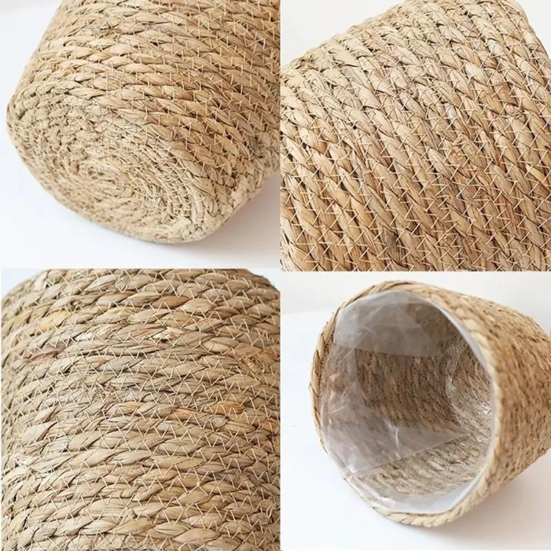 3Pcs Rattan Straw Woven Flower Pot Basket S/M/L Planter Baskets for Garden Terrace Balcony Home Furniture Decor