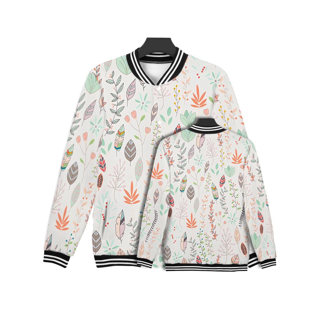 

Бейсбольный трикотаж с 3D-цифровым принтом и листьями, однобортный бейсбольный трикотаж с весенним весенним принтом