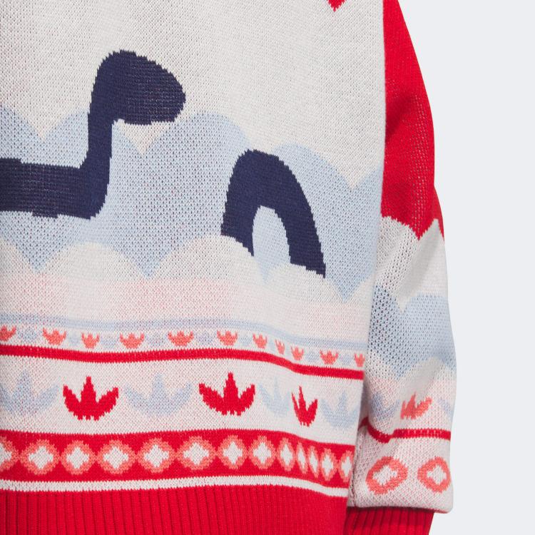 adidas Originals Unisex Crew Neck Long Sleeve Sweater Red/Multi JL8367