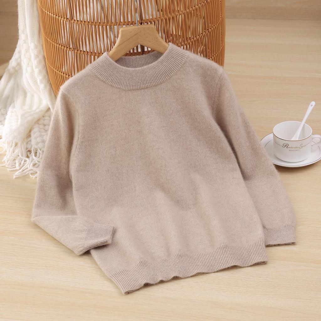 Autumn/Winter Boys' Cashmere Half-High Collar Pullover Sweater - Korean Style Knitwear for Children