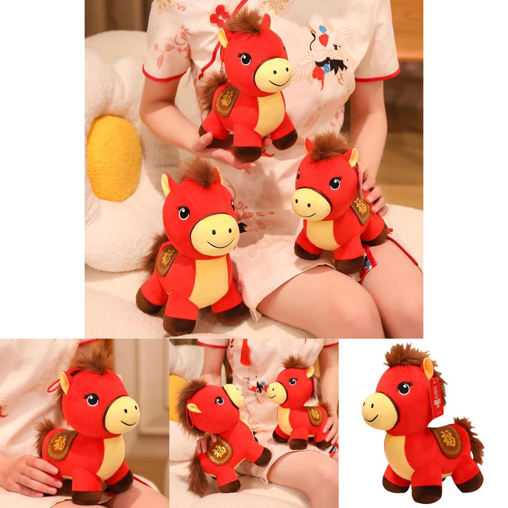 Horse Animal Plush Toy With Soft Short Pile For Lunar New Year Gifts