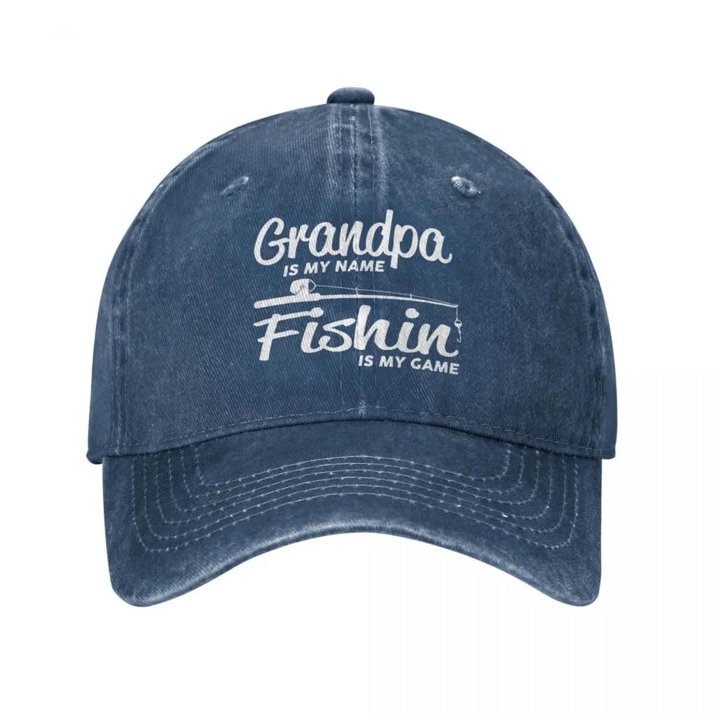 Vintage Fishing Grandpa Baseball Cap Distressed Washed Snapback Cap Trout Bass Grandfather Grandpa Fishermen Cap