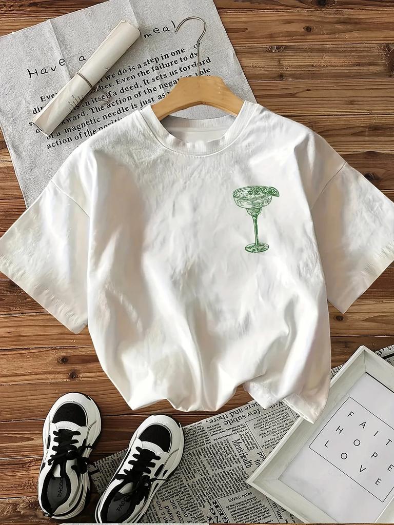 Fashion Graphic Tees Tops Women Clothing Margarita Drink TShirts FeUnisex Funny T Shirts Korean Summer Short Sleeved Harajuku