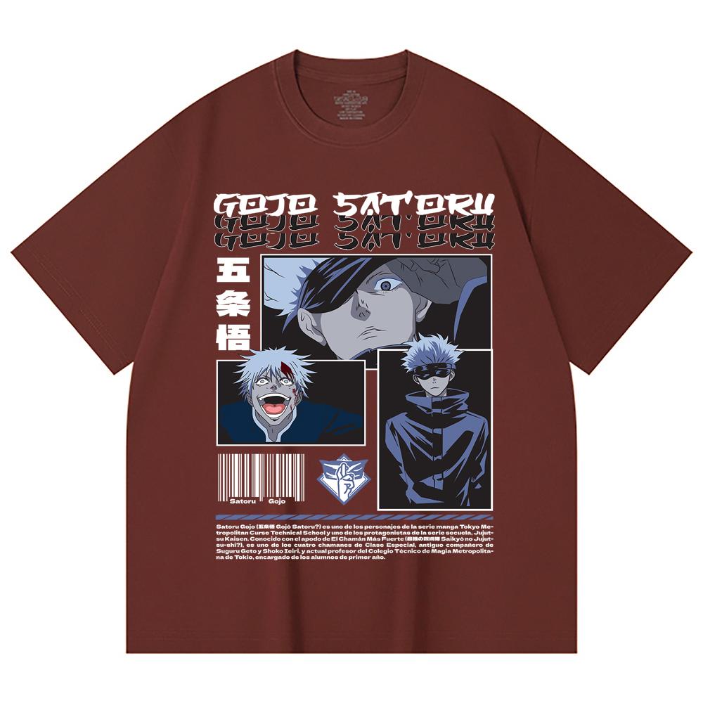 230 Gsm 100% Cotton Jujutsu Kaisen V26 Gojo Print Unisex Heavy Cotton T Shirt
