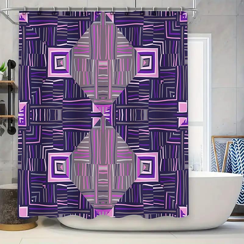 

Unique Pattern Bath Shower Curtain Polyester Fabric Waterproof Decorative Home Bathroom Accessories Navy Purple Pink White W60H190(CM)-1 Pcs