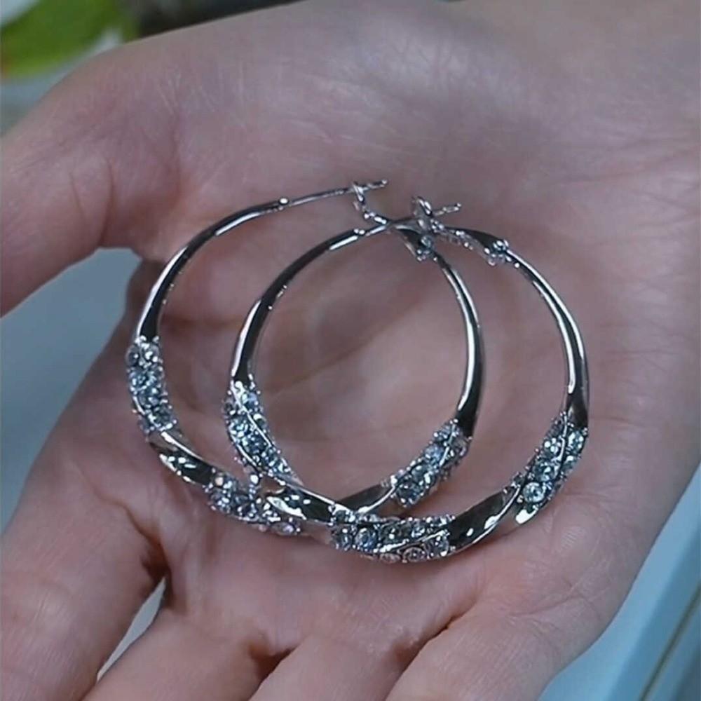 Exaggerated Hoop Earrings Light Luxury Women Ear Jewelry Temperament Large Round Earrings  Party