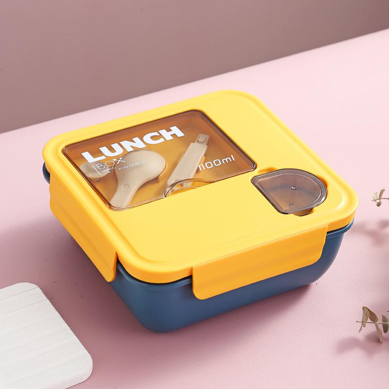 Microwavable Japanese-Style Wheat Straw Lunch Box Set with Compartments for Students and Office Workers